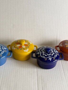 Set Of 4 - Martha Stewart Collection ‘La Dolce Vita’ Ceramic Cocottes